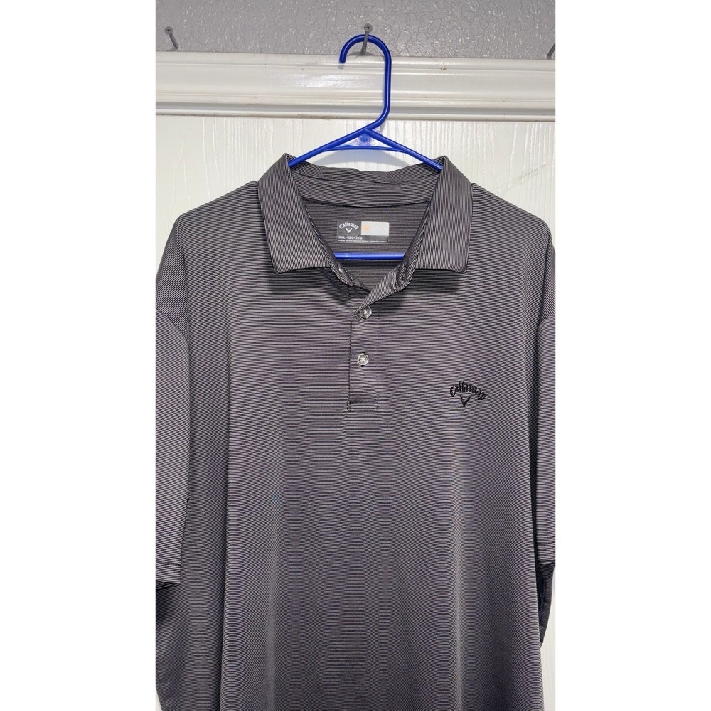 CALLAWAY Opti-dri SS polo size 2XL charcoal fine striped black Callaway V logo